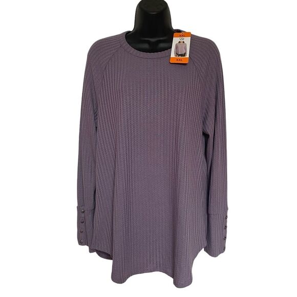 Chaser Waffle Knit Long Sleeve Thermal Top Shirt Lavender Purple Sz XXL NWT - Picture 2 of 14